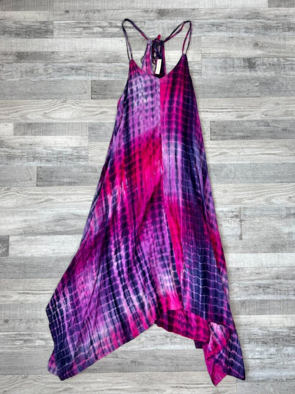 Love Stitch Pink Purple Sundress Halter, Asymmetrical Hem, Flowy Q50